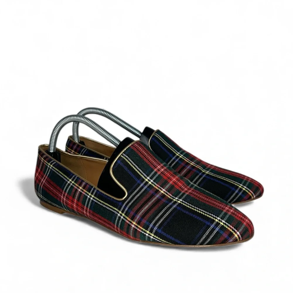 J‎ Crew Factory Smoking Plaid Loafers Womens 9.5